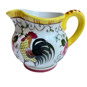 Py creamer pitcher in rooster and roses pattern vintage mid-century Japan